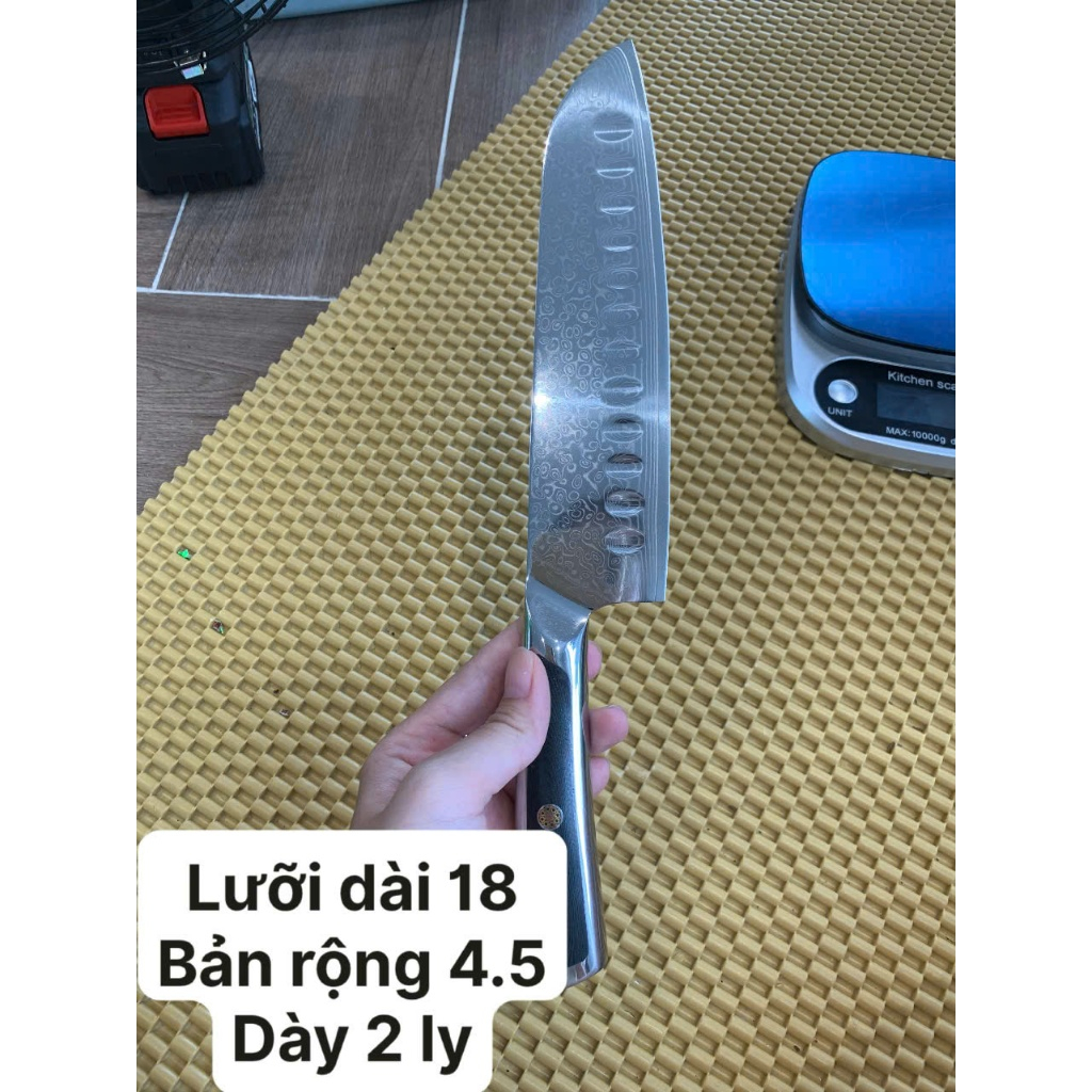 Dao  Santoku 67 Lớp Thép Damascus lõi vg10 nhật bản st02