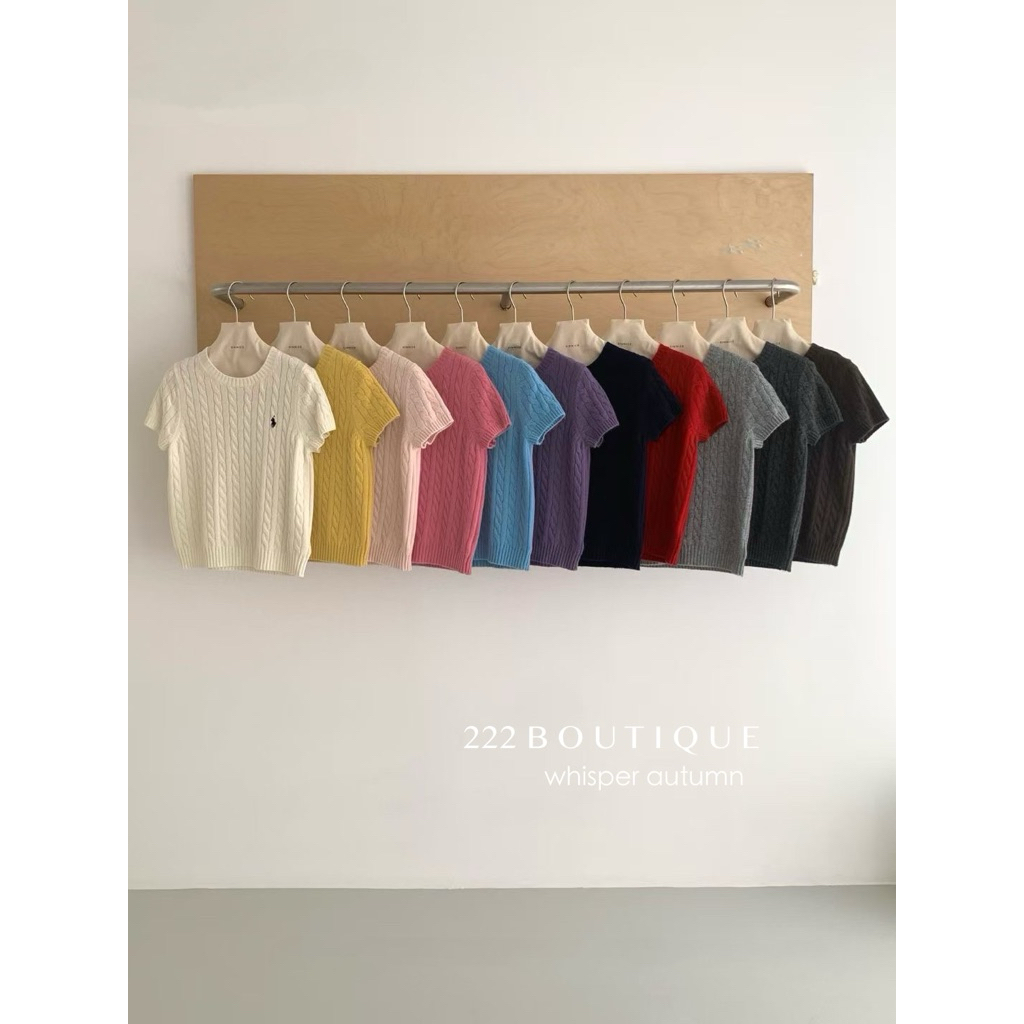 Áo basic cashmere simnice ngắn tay thừng cổ tròn logo 7166