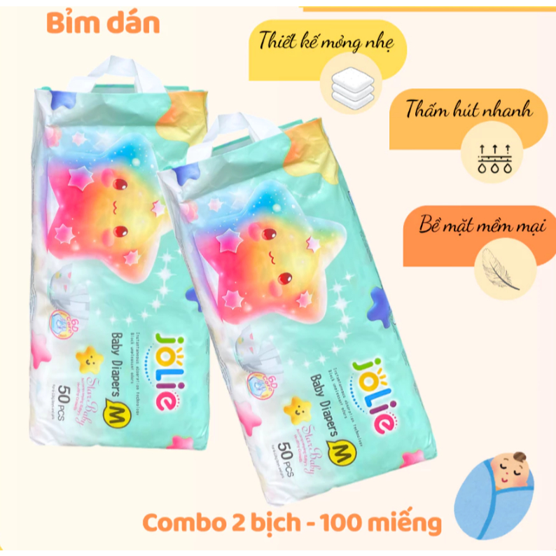 Tã Dán Dành cho trẻ sơ sinh , nhã hiệu JOLIE .đầy đủ các Size từ S-M-L. Dành cho bé