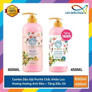 Combo Dầu Gội Purité Chắc Khỏe Lưu Hương 600ml + Tặng Dầu Xả Purite Chắc Khỏe Lưu Hương Anh Đào 450ml 
