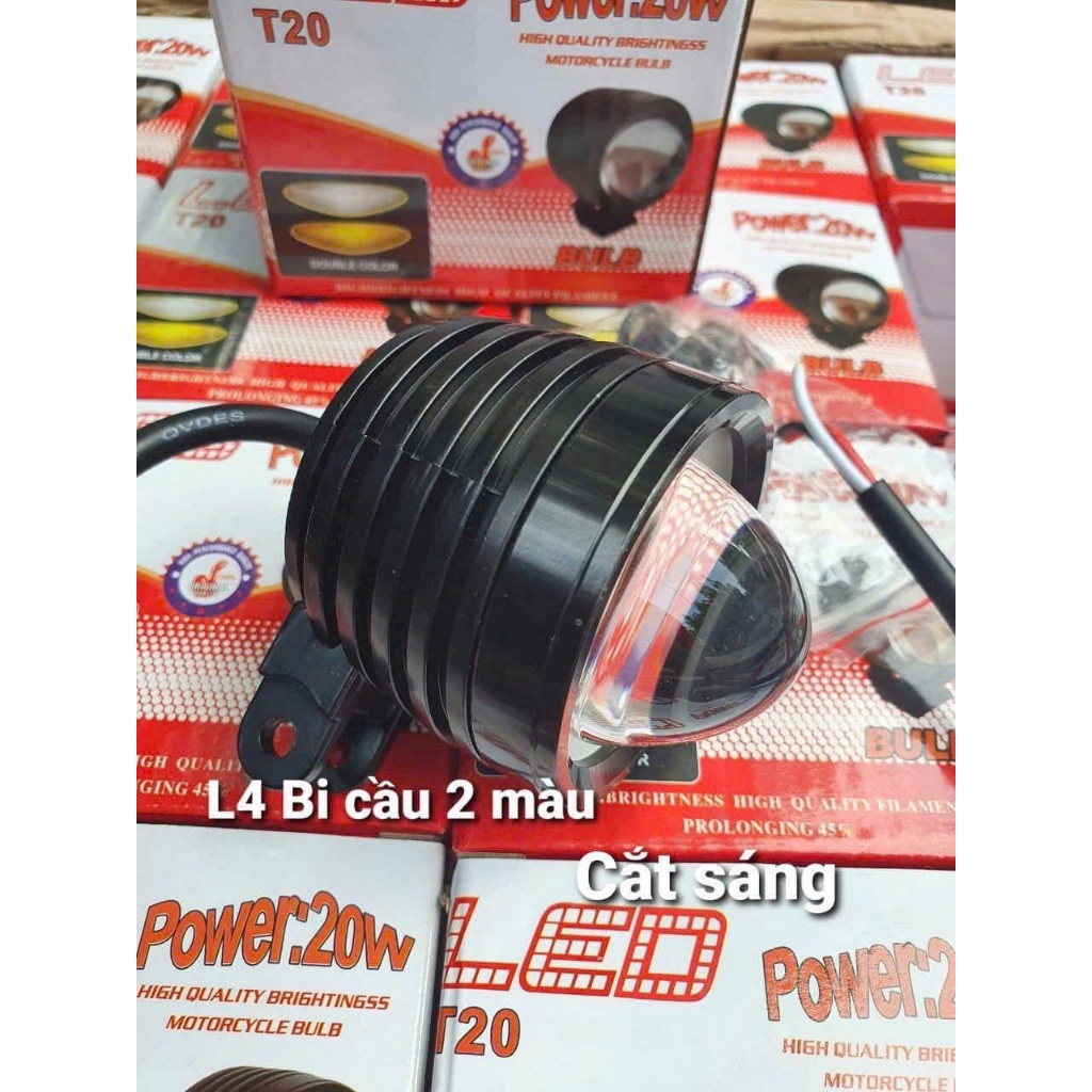 Đèn Led Trợ Sáng Bi Cầu T20 Loại To 2 màu Cắt sáng gắn xe máy, xe điện