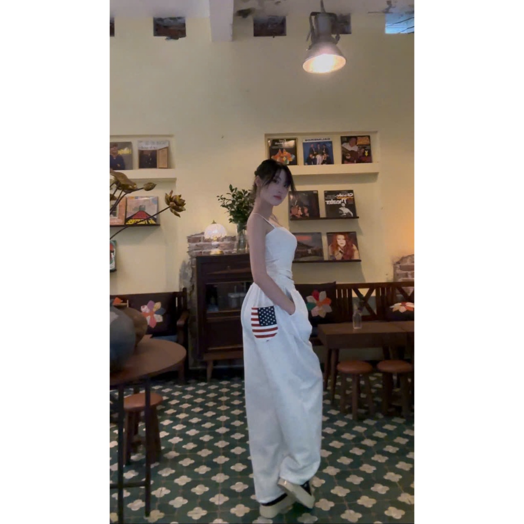 Quần suông nữ ống rộng Unisex,quần nỉ cạp chun dây rút phối túi sau in cờ chất nỉ mềm basic dễ mặc phong cách Hàn | BigBuy360 - bigbuy360.vn