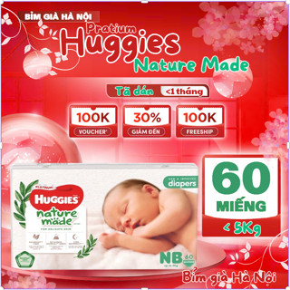  Tã dán Huggies Nature Made Platium NB60 siêu thấm siêu mềm #huggies #bỉm huggies 108+6 và 64+4 #bỉm huggies Newborn 60 