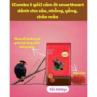 [ Pack 6 gói ] Cám Ớt SmartHeart Thức Ăn Cho Chim Nhồng, Sáo, Cưỡng, Két, tổng hợp-Hgpetshop