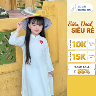 Áo Dài Bé Gái Cách Tân Màu Trắng – Lụa Mỹ Cao Cấp, Dịu Dàng Đón Tết Trung Thu, Chụp Ảnh Gia Đình, Trắng Tinh Khôi