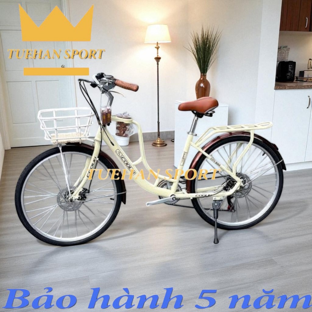 Xe Đạp Nữ Mini Coolki Vành 24/26 Inch – Bộ Đề 7 Cấp, Giỏ Xe Thời Trang Cho Học Sinh Nữ