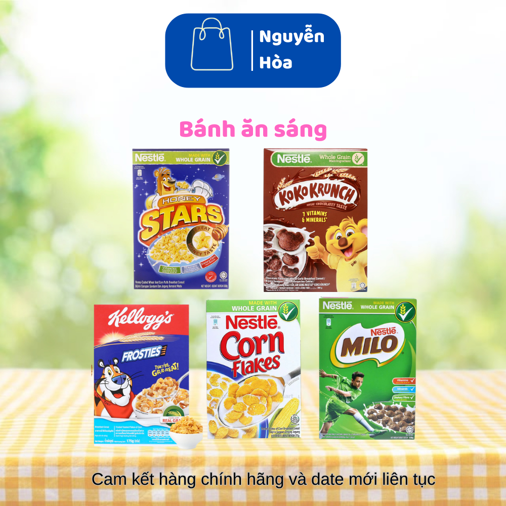 Combo 2 Ngũ Cốc Ăn Sáng Nestlé, Kellogg's - Bánh Ăn Sáng Nestlé Koko Krunch, Milo, Corn Flakes, Hone