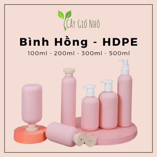  Chai Đựng Dầu Gội Sữa Tắm Bình Chiết Màu Hồng 100ml 200ml 300ml 500ml - Cây Gió Nhỏ 
