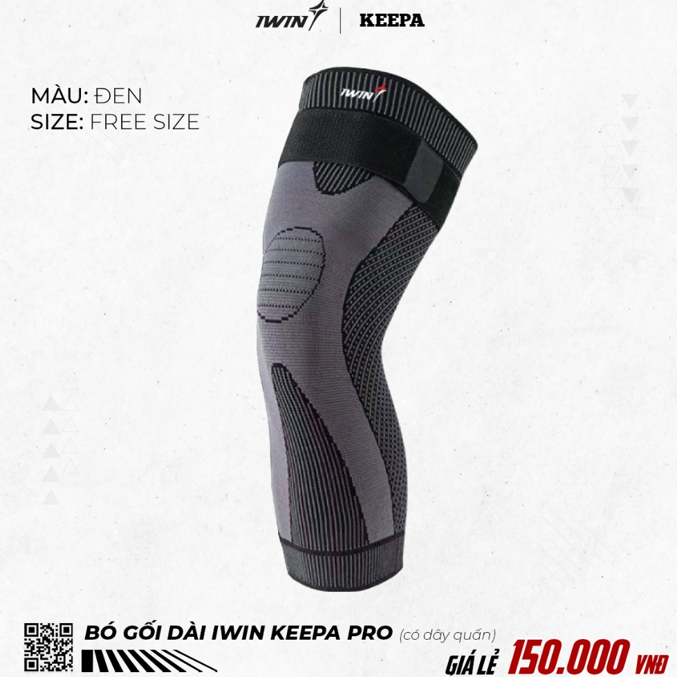 Băng gối DÀI iWin Keepa IKN105 - Phụ kiện Bảo vệ đầu gối phù hợp chơi bóng chuyền, bóng đá, cầu lông