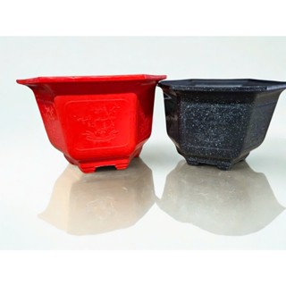  COMBO5 CHẬU NHỰA LỤC GIÁC 400 giả đá đen Trắng Đỏ viền hoa văn nổi loại 1 dày cứng đẹp  CHUYÊN TRỒNG CÂY KIỂNG 