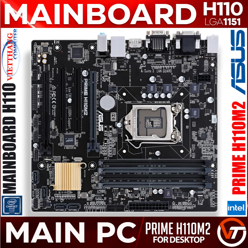 Mainboard Asus PRIME H110M2 Hỗ trợ CPU G4XXX, i3 9100F, i5 9400F Cũ đã qua sử dụng.. ( Cũ - 2nd )
