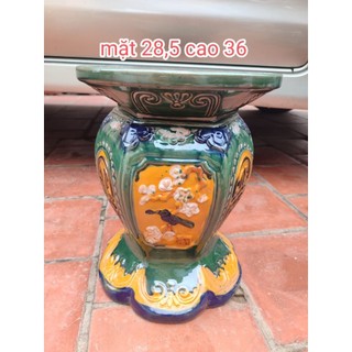 đôn lục bình kê chậu kiểng men xanh 28,5*36cm
