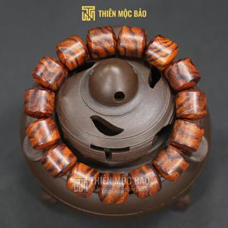 Vòng tay gỗ Sưa Đỏ kiểu Lu Thống chất già vân đẹp cỡ 12/14mm cao cấp cho nam và nữ | Thiên Mộc Bảo