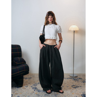 Lasso trousers - Remmus | Quần tây ống rộng vải twill dày dặn mềm mát cho nữ