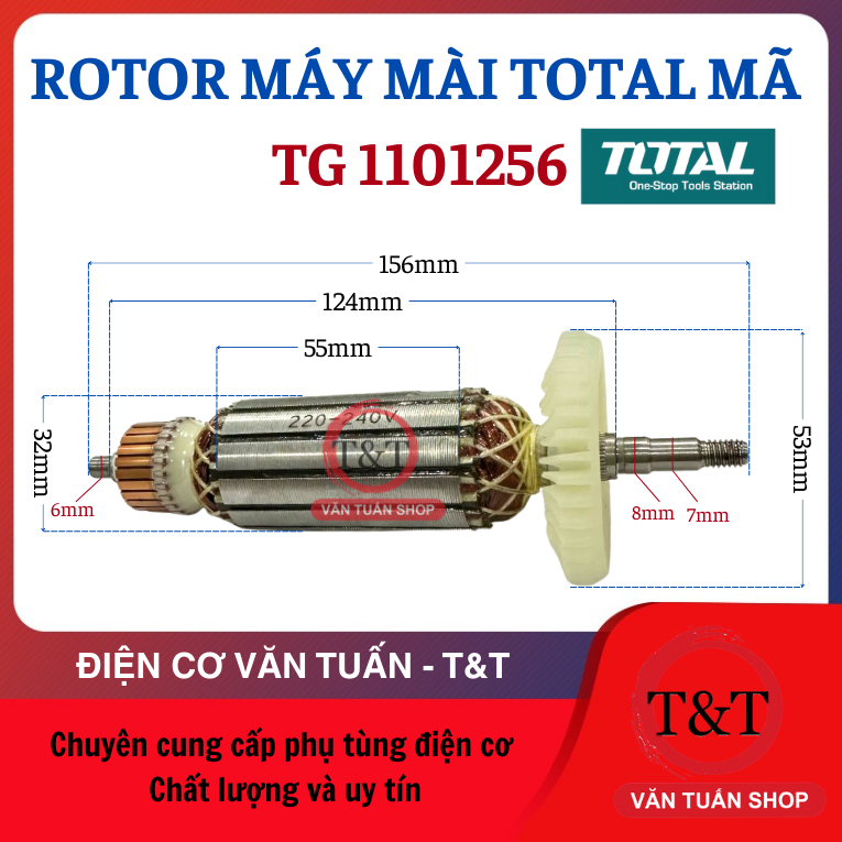 ROTOR/ RUỘT MÁY MÀI GÓC TOTAL MÃ TG 1101256 ( HÀNG TOTAL CHÍNH HÃNG ) - TG1101256 TOTAL