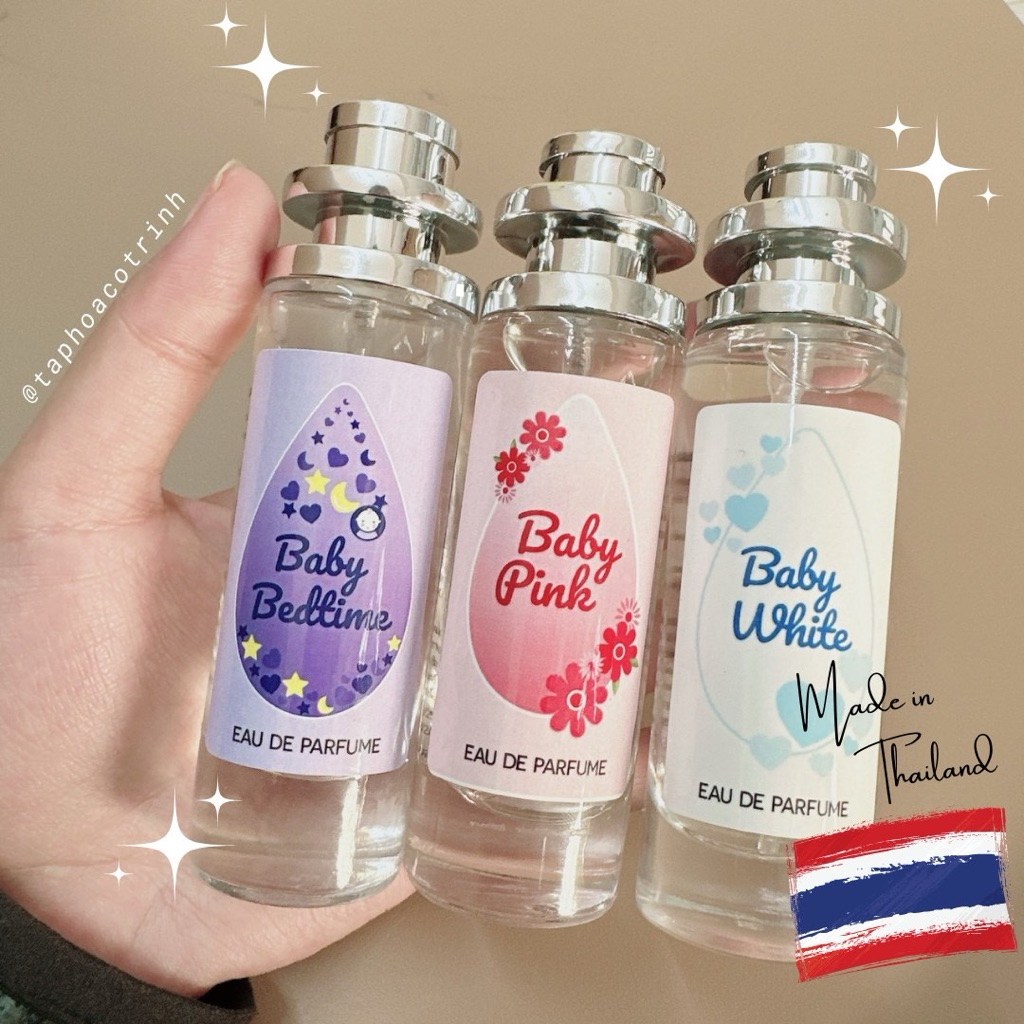 Nước hoa mùi phấn em bé hương thơm dịu nhẹ chai thuỷ tinh 35ml phong cách Thái Lan