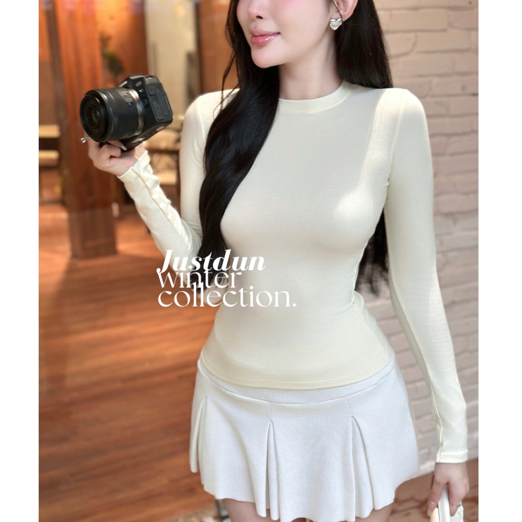 Áo Thun Giữ Nhiệt Nữ Dài Tay JUSTDUN A8 Cổ Tròn, Cotton Mịn Dày Dặn, Siêu Co Giãn Mềm Mại, Tôn Dáng ,Giữ Nhiệt | BigBuy360 - bigbuy360.vn