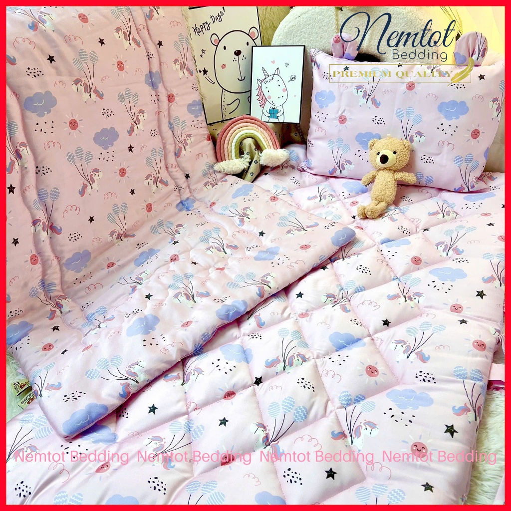 🌵LỤA LYOCELL 80S🌵Bộ Nệm Gối Chăn Cho Bé Đi Học Lụa Lyocell 80s Mềm Mát, Tặng Túi Đựng_Nemtot Bedding