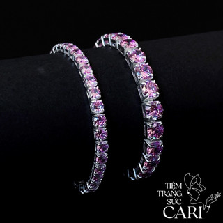   Full-Size  Lắc tay Tennis Bạc 925 đính đá Cubic Zirconia  Hồng  nam nữ by TIEMTRANGSUCCARI 