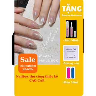 [Hoả tốc] Móng úp tay, Nail box thiết kế, móng tay giả THẠCH HỒNG T06, mắt mèo vẽ nơ Hana Nailbox