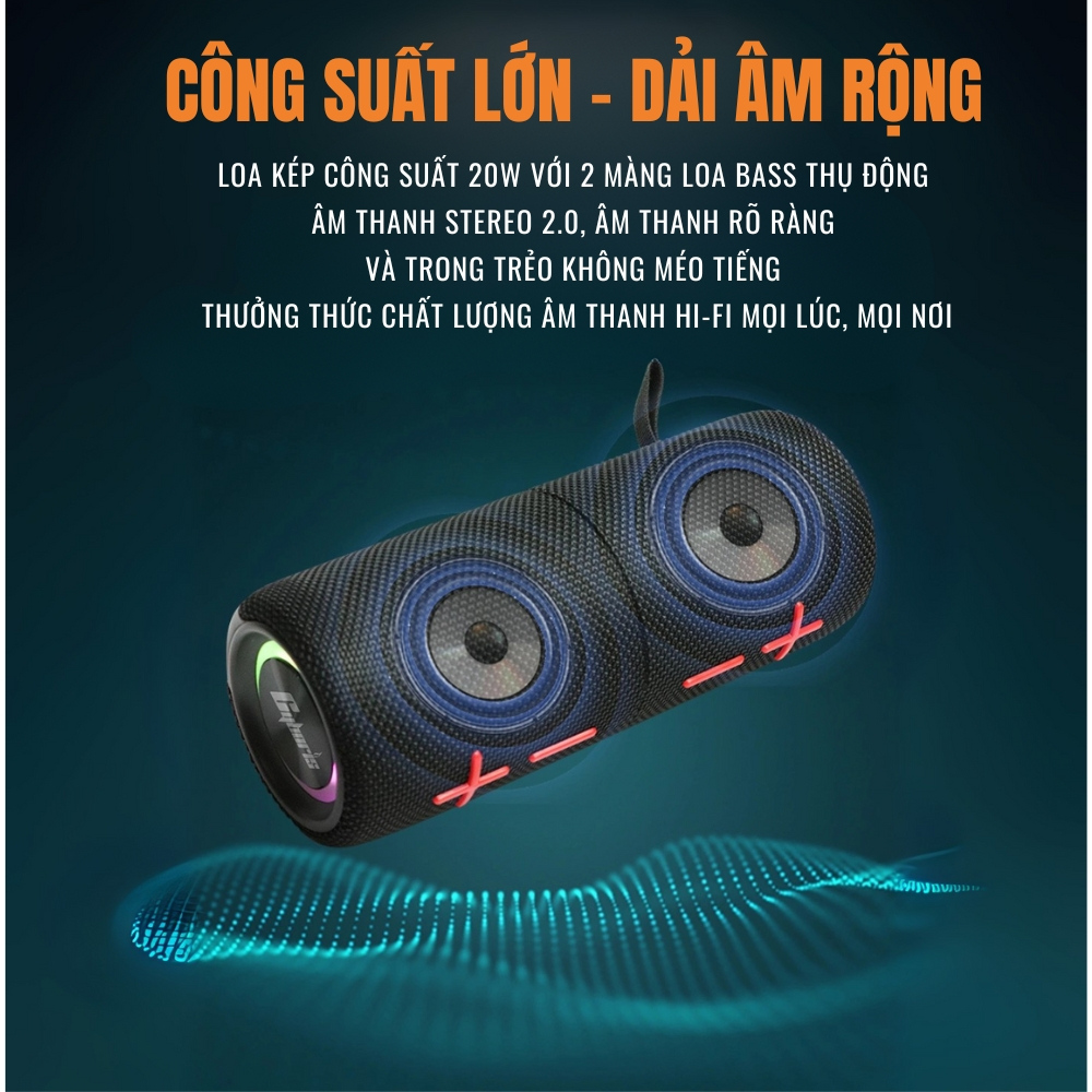 Loa Bluetooth Cyboris S11 20W,Chính Hãng,Pin phát nhạc liên tục 6h,Chống nước IPX6,Bảo Hành 18 Tháng | BigBuy360 - bigbuy360.vn