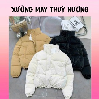  o Phao Nữ Dáng Ngắn Chất Nhung Lì Cổ Cao Có Dây Rút Áo Khoác Phao Nữ Crotop Áo Phao Mùa Đông 3 Màu 