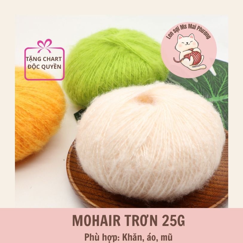 25g Len lông cừu mohair mềm mịn móc áo len, khăn, nguyên liệu handmade