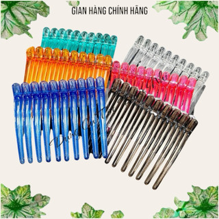 Kẹp vịt chia tóc nhôm vỉ 10c kẹp chia tóc dài 12cm, kẹp vịt cắt tóc kẹp mỏ vịt nhôm không han gỉ.