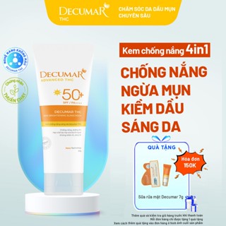 Kem chống nắng kiềm dầu cho da mụn, nâng tone Suncream Decumar THC SPF 50+ PA+++ chính hãng, chống trôi - THC01