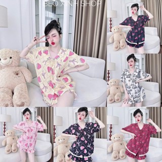 Đồ Bộ - Đồ Ngủ Quần Áo Đùi Lụa Nhật Phối Ren Tiểu Thư Pijama Bigsize 50-100kg Bộ Ngủ Nhung Lịch Women Quần Ngủ - A.5046