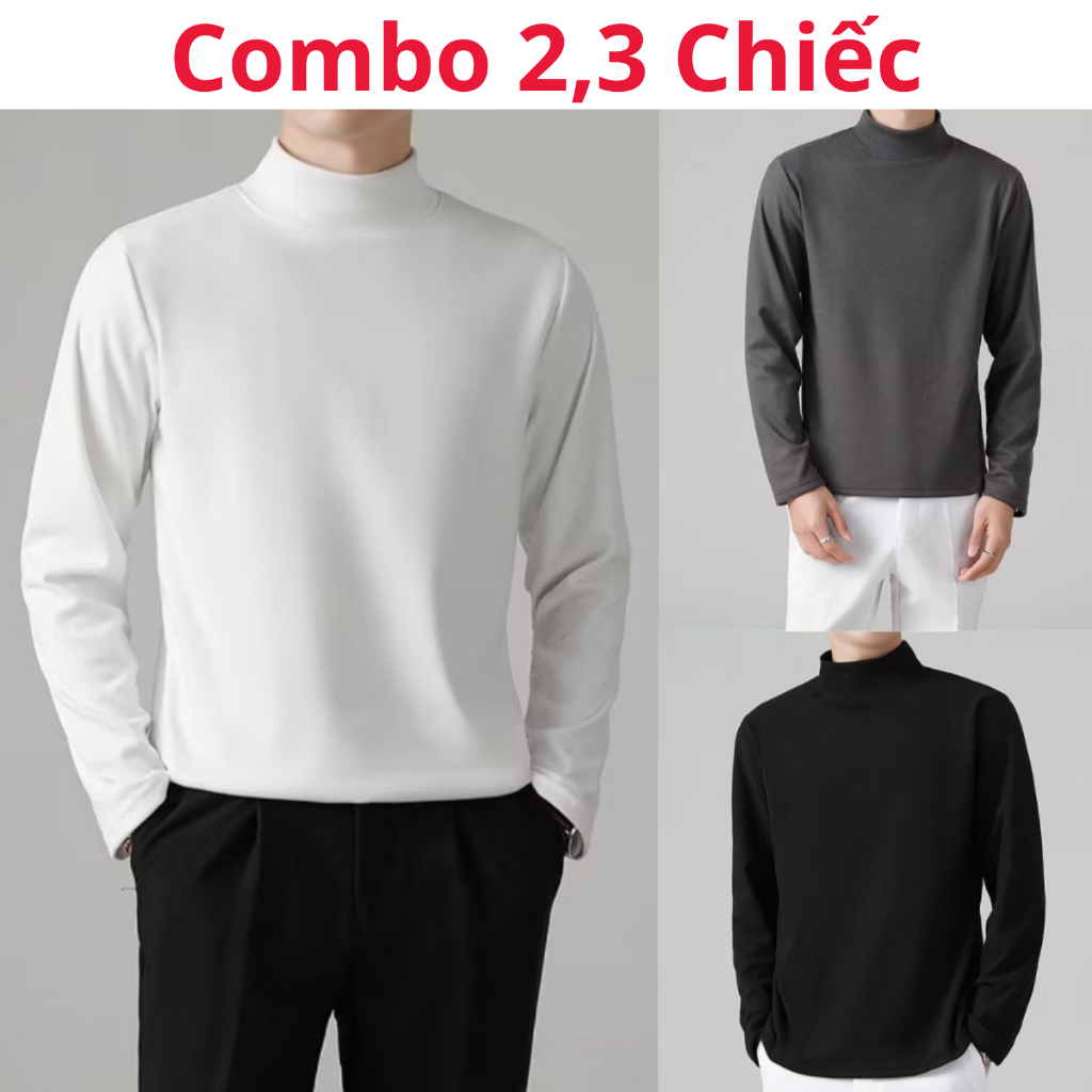 [ Combo 2,3] Áo Giữ Nhiệt Nam, Nữ Basic Lót Lông Dày Ấm Cổ Cao 3 Phân Co GIãn 4 Chiều