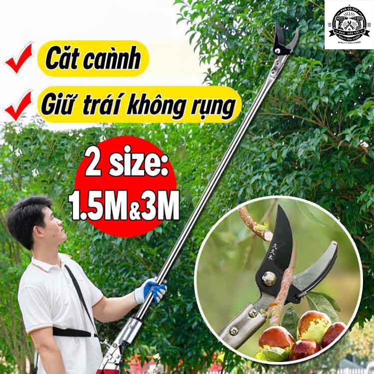  TayThợGiỏi Kéo Cắt Tỉa Cành Cây Trên Cao 1.5M & 1.8–3M – Lưỡi SK5 Sắc Bén Cán Hợp Kim Nhôm Cứng Cáp – Có Kèm Lưỡi Cưa 