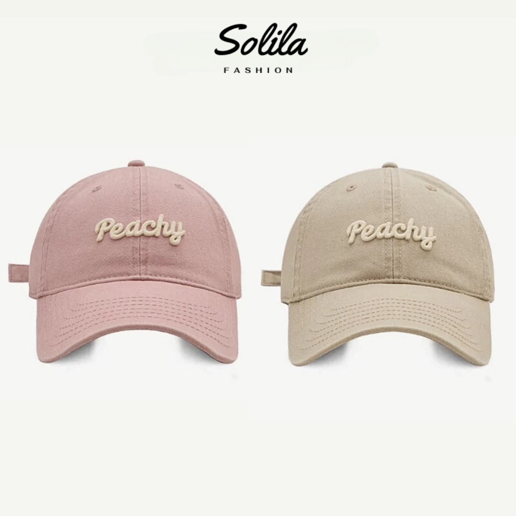 Mũ lưỡi trai nam nữ thêu chữ Peachy form cứng,nón kết lưỡi trai kiểu dáng basic đi học đi chơi siêu xinh dành cho nam nữ