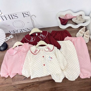 Bộ quần áo bé gái dài tay cúc cài cho bé từ 1 tuổi đến 5 tuổi