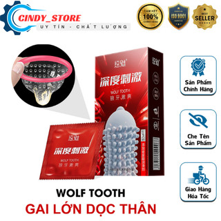 Bao Cao Su WOLFTOOTH Gân Gai [ Hộp 10 Chiếc Size 52mm ] - Gai Nổi Khác Lạ, Siêu Mỏng Hứng Khởi.