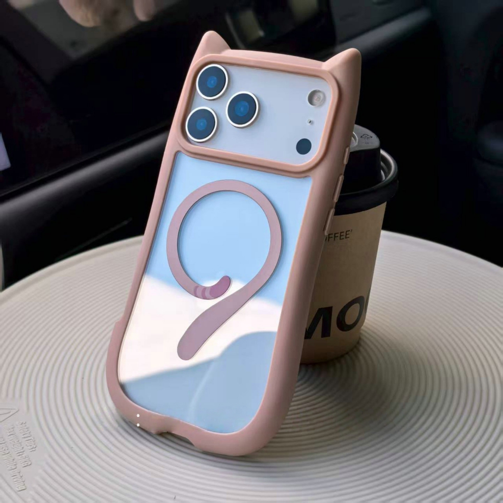 Ốp lưng điện thoại trong suốt chống sốc hình tai mèo dễ thương i16 i17 cho iPhone 11 12 13 14 15 16 