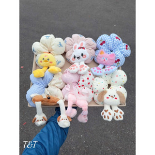  Scrunchies hoa bông thú cưng hoạt hình vòng buộc tóc mông mèo đàn hồi tốt dễ thương ngọt ngào cho nữ 