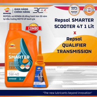  Combo Dầu Nhớt Xe Tay Ga Repsol Smarter Scooter 4T 5w40 1L + Nhớt Hộp Số Repsol 120ml 
