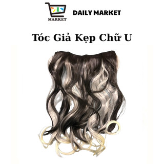 Tóc Giả Kẹp Chữ U Màu Ombre 2 Màu Xoăn Sóng - Tóc Giả Màu Gradient Làm Dày Tóc Dành Cho Nữ - Tím   Xám   Vàng   Xanh Lá 