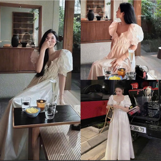  Đầm babydoll tay phồng cột nơ ngực cực xinh tôn dáng che khuyết điểm cực xinh dễ thương cho nữ đi biển đầm maxi 