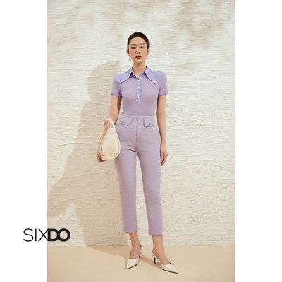 Quần nữ công sở phối túi trang trí SIXDO (Purple Woven Baggy Pants)