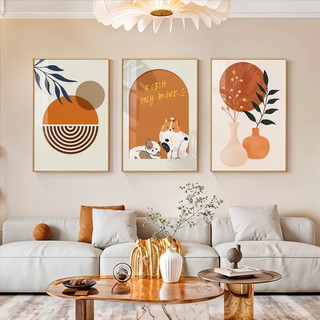  Set 3 tranh treo tường canvas tone cam hiện đại sang trọng- Tranh decor phòng ngủ  Gửi keo không dấu vết mạnh mẽ  