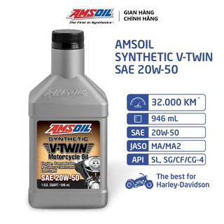 Dầu nhớt động cơ AMSOIL V-Twin 20W-50 100% Tổng hợp 946ml (MCVQT)