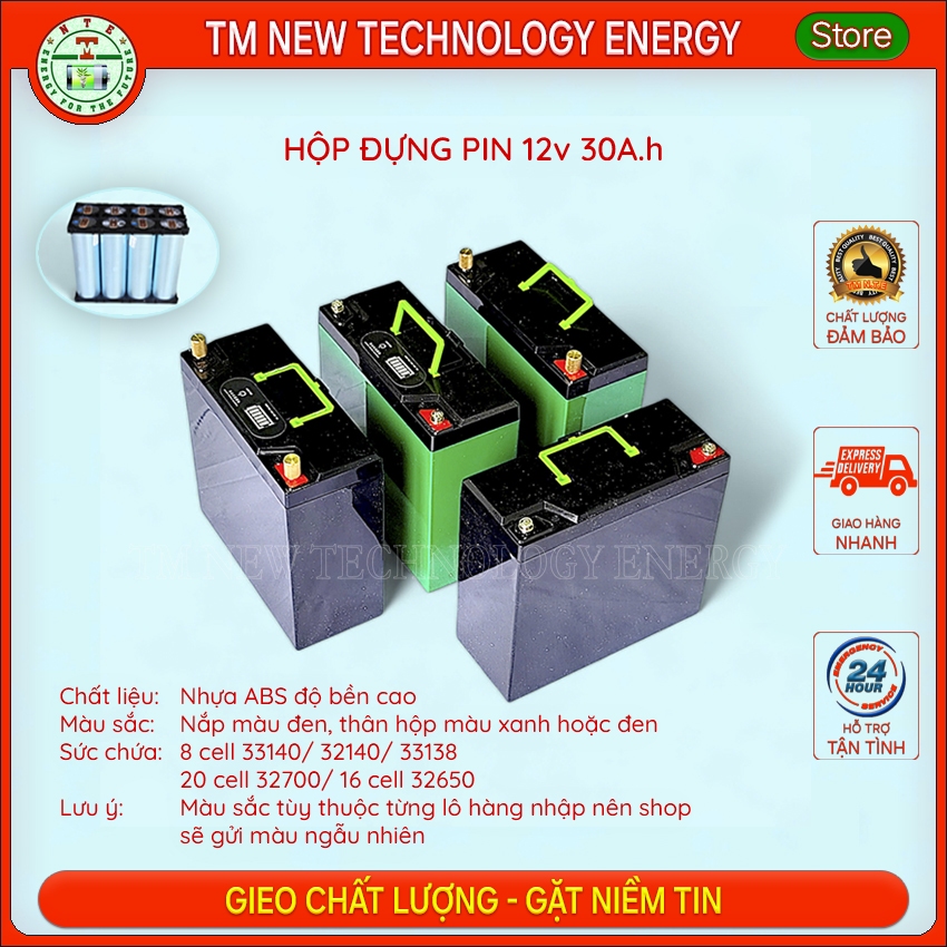 Vỏ nhựa, hộp nhựa đựng pin chống nước 12v 30Ah, vừa 8 cell 33140 32140 33138 | 20 cell 32700 | 16 ce