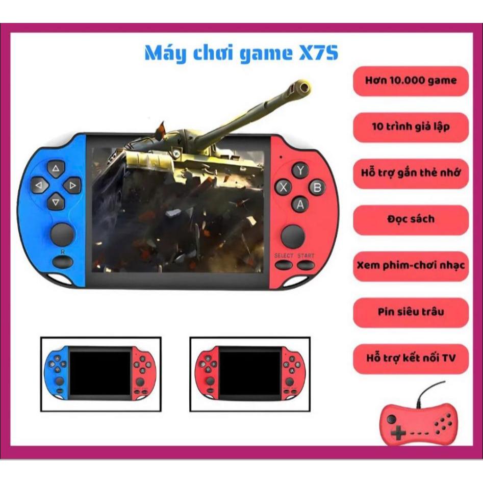 Máy Chơi Game Cầm Tay X7s - 999 Trò Chơi - Kèm Tay Cầm Chơi Game 2 Người - Tặng Kèm Pin sạc