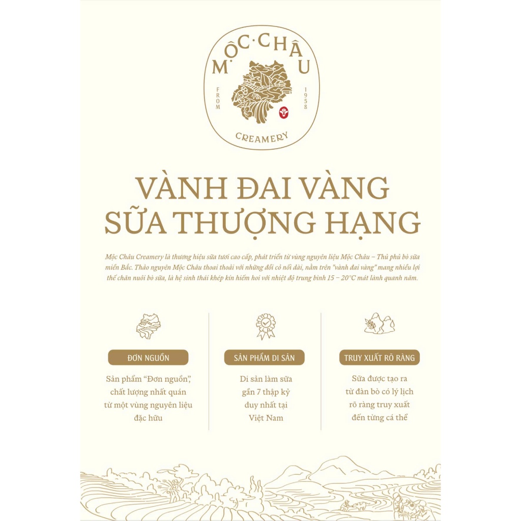 Sữa Tươi Tiệt Trùng Creamery Mộc Châu 180ml có đường/ít đường/không đường