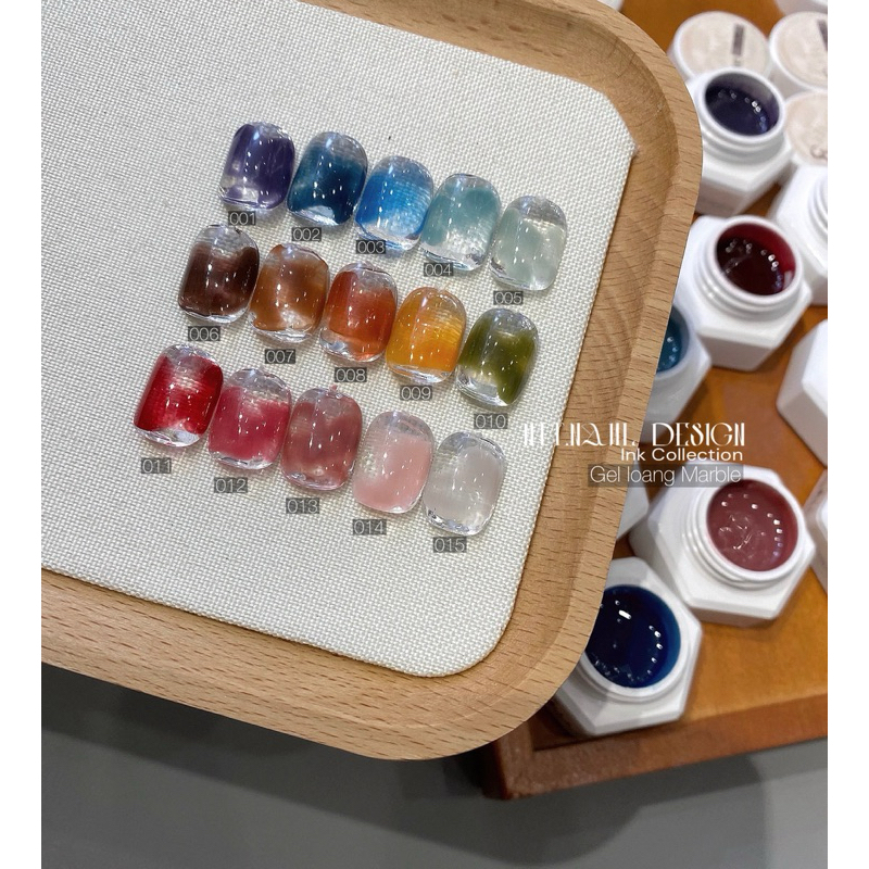 Set gel loang marble 15 màu làm vân đá( tặng 1 gel mixing hũ 8g)
