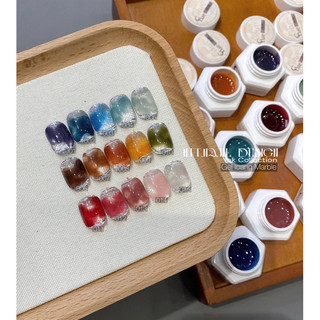 Gel mix loang màu vân đá marble không nhũ mã lẻ trang trí design móng 