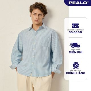 Áo sơ mi kẻ to Oxford PEALO form Relax Cotton cao cấp