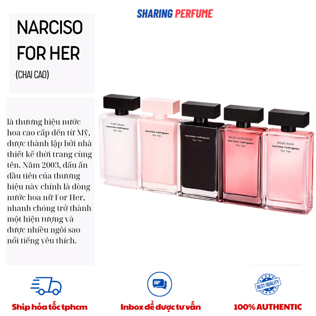 💥Sharingperfume - Nước hoa Narciso For Her EDP , Pure Musc , Musc Noir , Santal Musc , Fleur Musc Fl